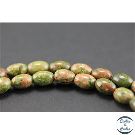 Perles semi précieuses en unakite - Olives/6 mm - Vert rose