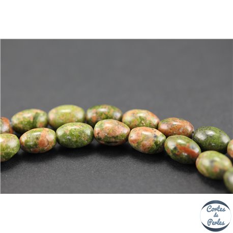 Perles semi précieuses en unakite - Olives/6 mm - Vert rose