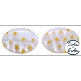 Perles Millefiori de Murano - Ovale/16 mm - Blanc