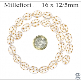 Perles Millefiori de Murano - Ovale/16 mm - Jaune