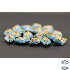 Perles chinoises cloisonnées - Losanges/20 mm - Turquoise