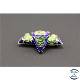 Perles chinoises cloisonnées - Triangles/12 mm - Bleu roi