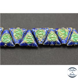 Perles chinoises cloisonnées - Triangles/12 mm - Bleu Capri
