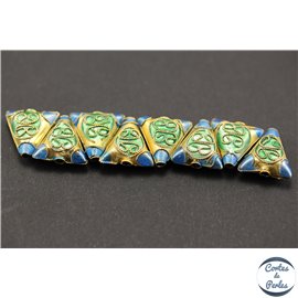 Perles chinoises cloisonnées - Triangles/12 mm - Bleu et doré