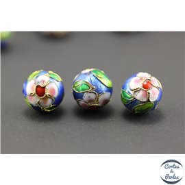 Perles chinoises cloisonnées - Rondes/12 mm - Bleu roi