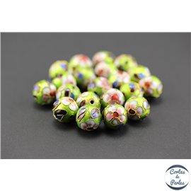 Perles chinoises cloisonnées - Rondes/12 mm - Vert clair