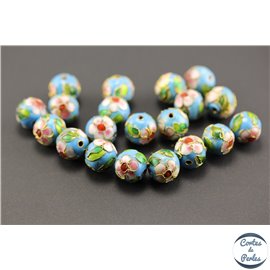 Perles chinoises cloisonnées - Rondes/12 mm - Turquoise