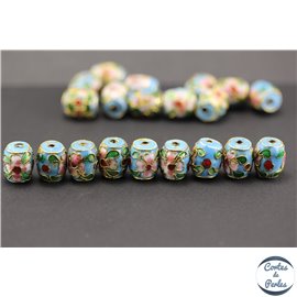 Perles chinoises cloisonnées - Tonneaux/10 mm - Turquoise
