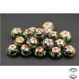 Perles chinoises cloisonnées - Rondes/14 mm - Noir