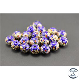 Perles chinoises cloisonnées - Roues/12 mm - Bleu Capri