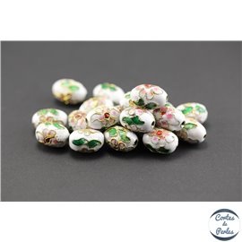 Perles chinoises cloisonnées - Ovales/15 mm - Blanc