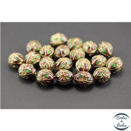 Perles chinoises cloisonnées - Ovales/14 mm - Marron
