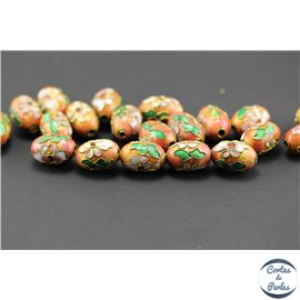 Perles chinoises cloisonnées - Ovales/15 mm - Rose orangé