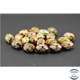 Perles chinoises cloisonnées - Ovales/15 mm - Marron