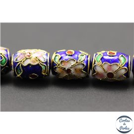 Perles chinoises cloisonnées - Tonneaux/10 mm - Bleu Capri