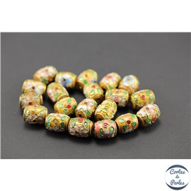 Perles chinoises cloisonnées - Tonneaux/10 mm - Orange rosé
