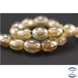 Perles indiennes en verre - Ovales/14 mm - Pêche clair