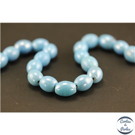 Perles indiennes en verre - Ovales/13 mm - Bleu ciel