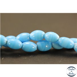 Perles indiennes en verre - Ovales/12 mm - Bleu ciel