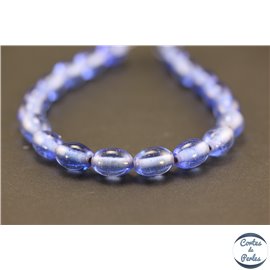 Perles indiennes en verre - Ovales/12 mm - Bleu translucide