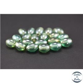 Perles indiennes en verre - Ovales/14 mm - Vert lagon