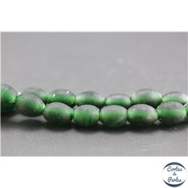 Perles indiennes en verre - Ovales/13 mm - Vert foncé