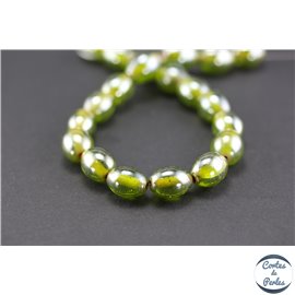 Perles indiennes en verre - Ovales/13 mm - Absinthe