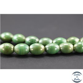 Perles indiennes en verre - Ovales/14 mm - Vert amande