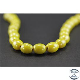 Perles indiennes en verre - Ovales/13 mm - Vert anis light