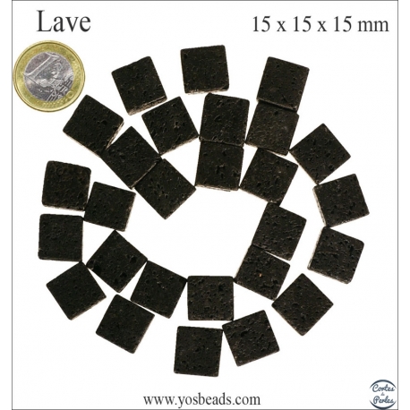 Perles de Lave - Cube/15 mm - Noir