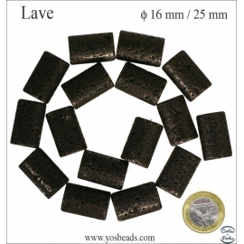 Perles de lave - Tubes/16 mm - Noir