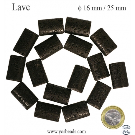 Perles de Lave - Tube/16 mm - Noir