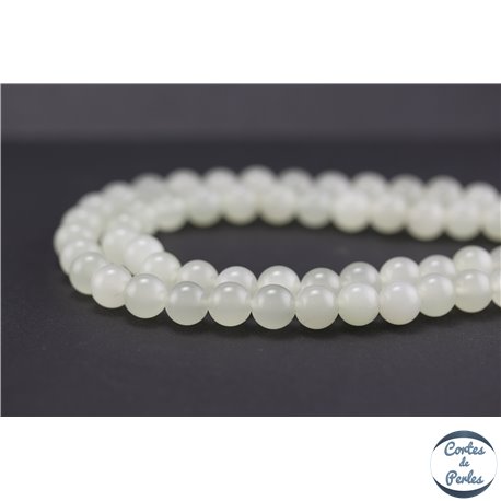 Perles semi précieuses en bowénite - Rondes/8 mm - Vert blanc