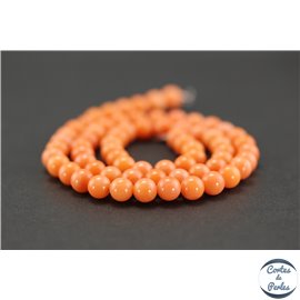 Perles semi précieuses en corail - Rondes/6 mm - Citrouille