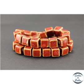Perles en céramique - Cubes/13 mm - Corail