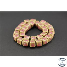 Perles en céramique - Cubes/13 mm - Vieux rose