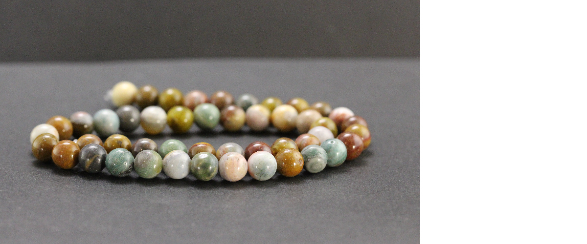 Perles en jaspe oc&eacute;an